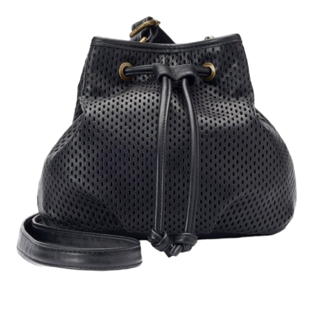Madden Piper Black Perforated Bucket Bag